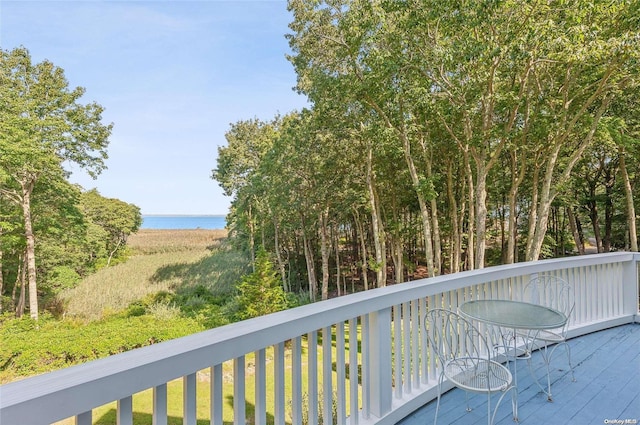 156 Ram Island Dr, Shelter Island, NY 11964 - wooden deck with a water view