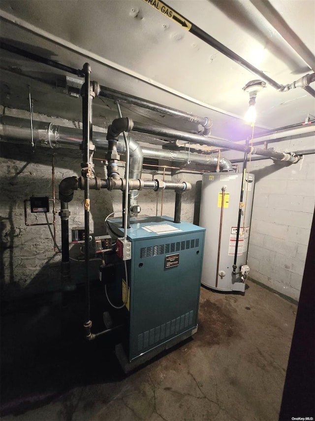 utility room with water heater