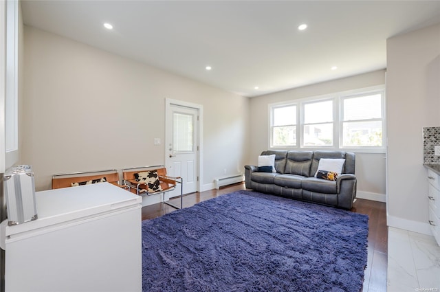 living room featuring a baseboard radiator