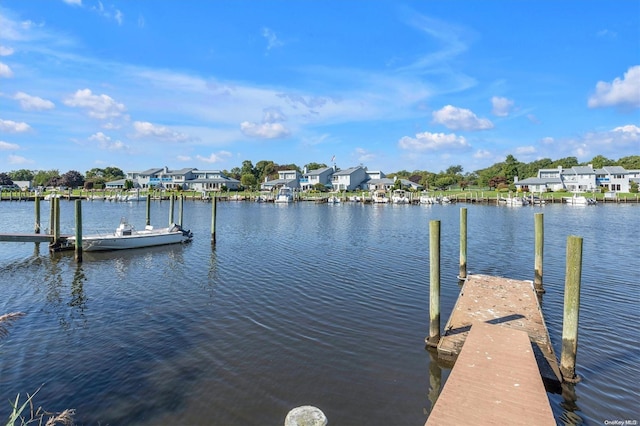 dock area with a water view