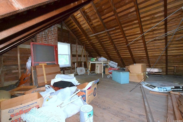 view of unfinished attic