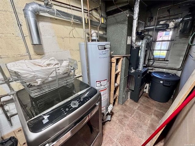 utility room with gas water heater