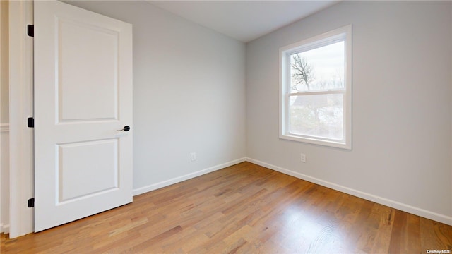 empty room with a wealth of natural light and light hardwood / wood-style floors