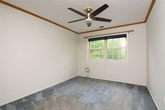 25 Whispering Woods Dr, Smithtown, NY 11787 - empty room featuring carpet, ornamental molding, a ceiling fan, and baseboards