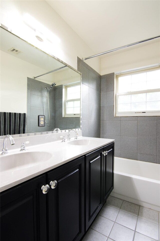 25 Whispering Woods Dr, Smithtown, NY 11787 - full bathroom with tile patterned flooring, plenty of natural light, and double vanity