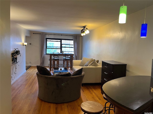 living room with hardwood / wood-style floors