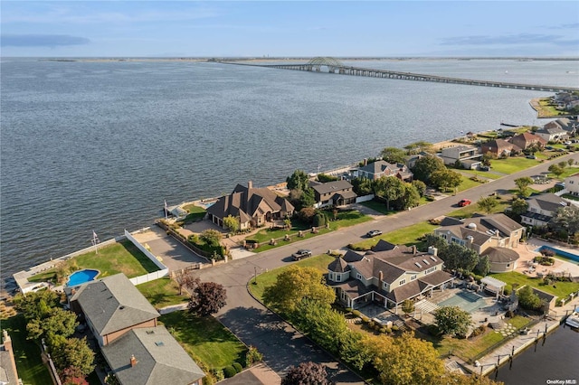 8 Shoal Dr, West Islip, NY 11795 - aerial view of property and surrounding area featuring a notable bridge, a nearby body of water, and nearby suburban area