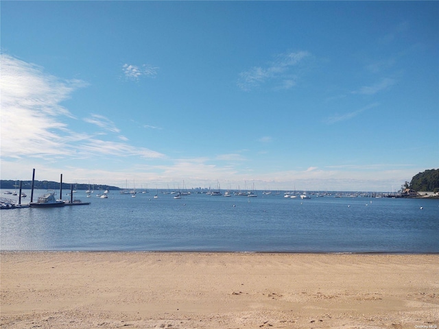 property view of water featuring a beach view