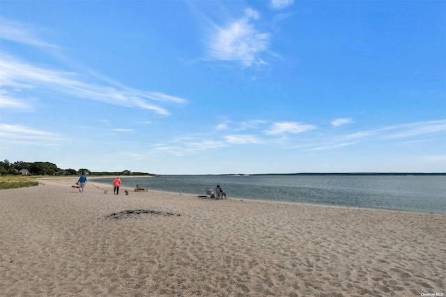 view of water feature featuring a beach view