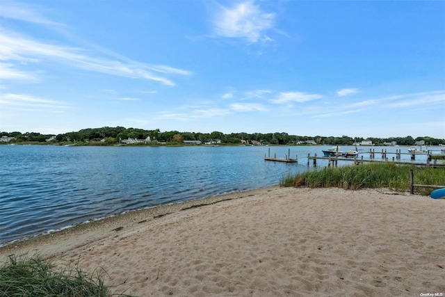 property view of water with a boat dock