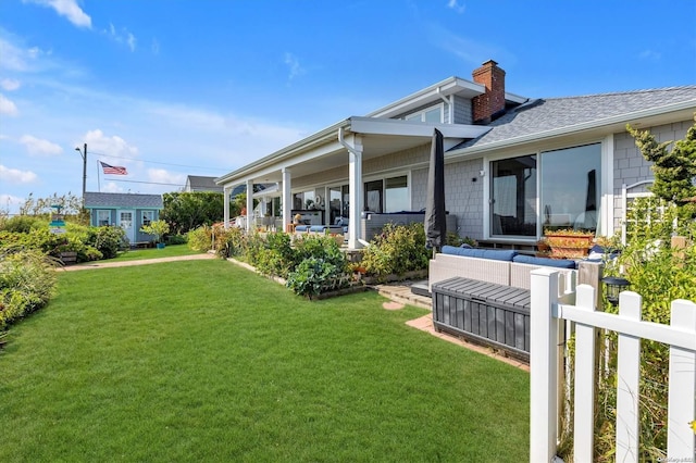 view of yard with a porch