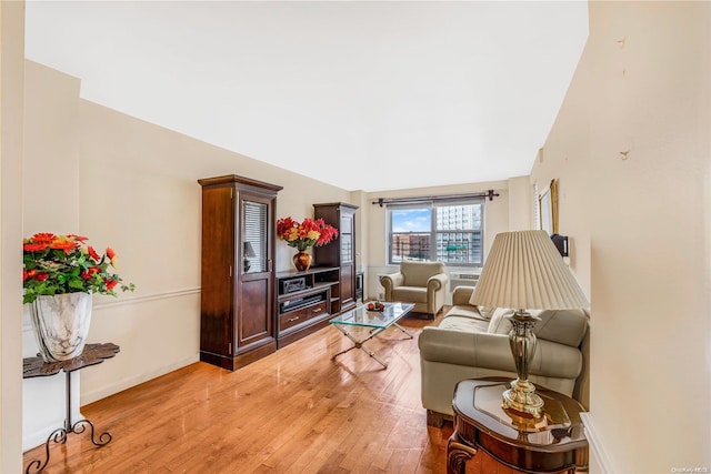 living room with hardwood / wood-style flooring