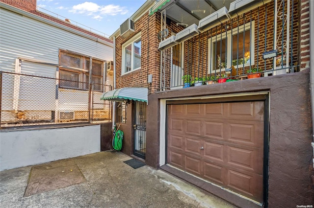 exterior space with a garage