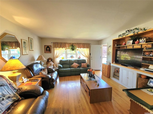 living room with light hardwood / wood-style floors