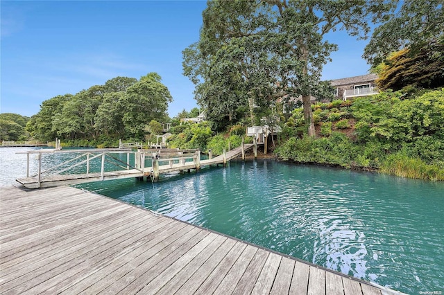 view of dock featuring a water view