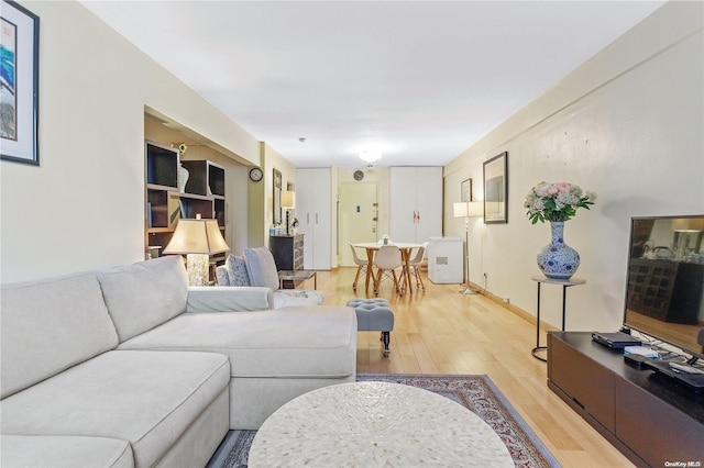 living room with hardwood / wood-style flooring