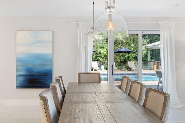 dining room with light hardwood / wood-style floors