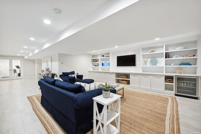 living room featuring light wood-type flooring