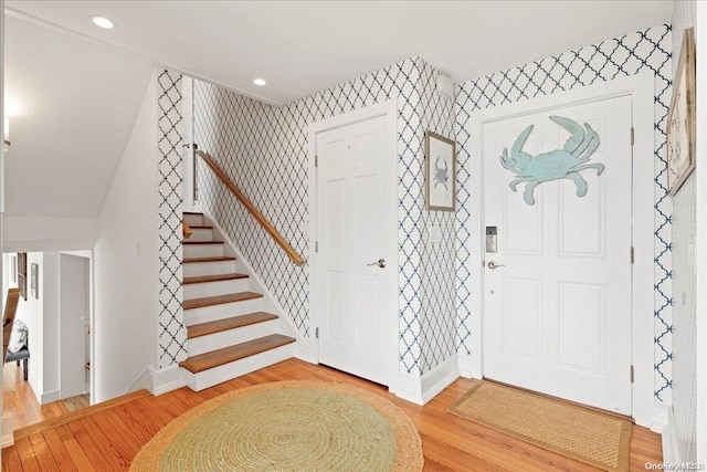 entrance foyer with wood-type flooring