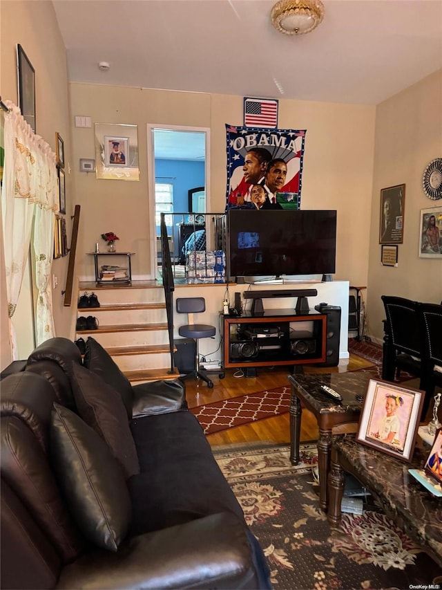 living room with hardwood / wood-style flooring