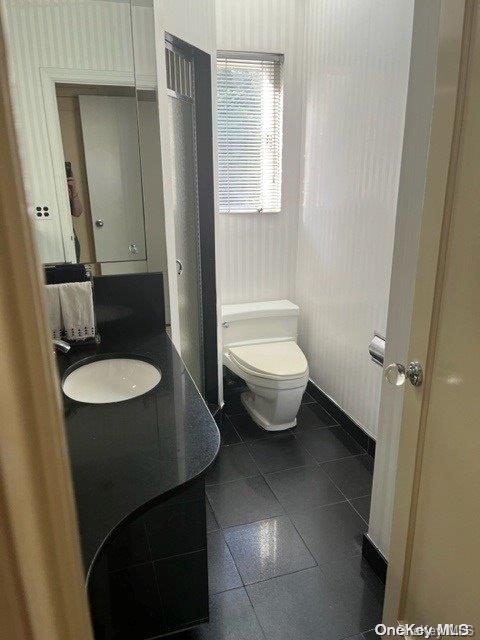 bathroom with toilet and vanity