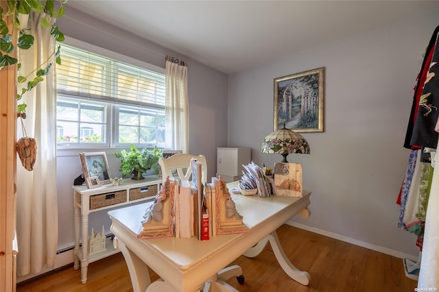 home office featuring hardwood / wood-style flooring