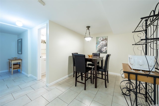 view of tiled dining room