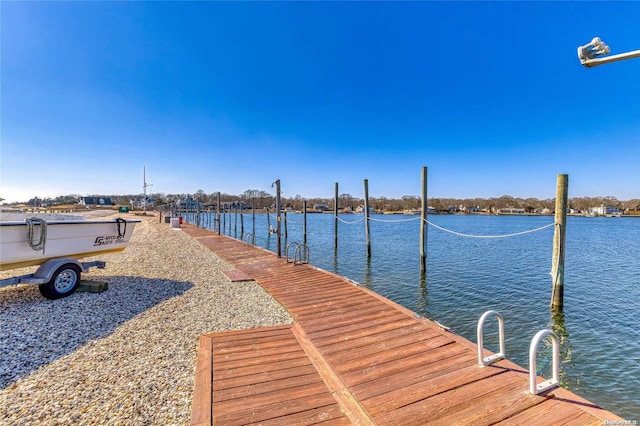 view of dock featuring a water view