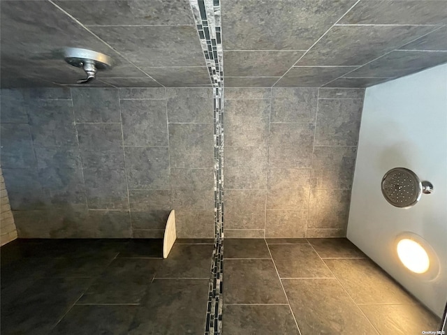 bathroom featuring a shower and tile patterned floors