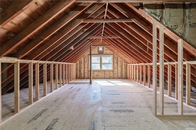 view of unfinished attic