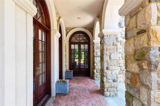 view of exterior entry with french doors