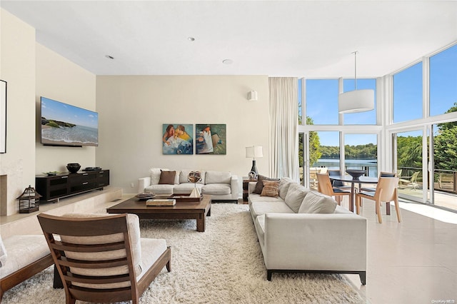 living room with expansive windows