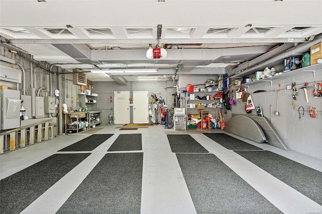 garage with a garage door opener