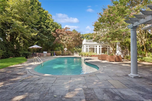 view of pool featuring a patio area and outdoor lounge area