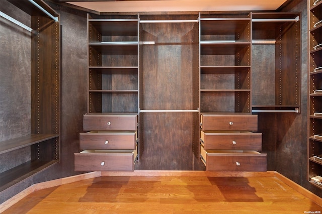 spacious closet featuring hardwood / wood-style flooring