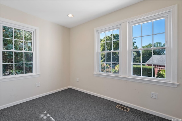 unfurnished room featuring carpet