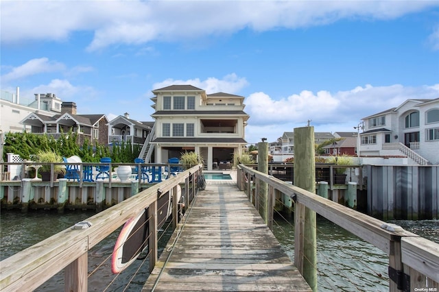 view of dock featuring a water view