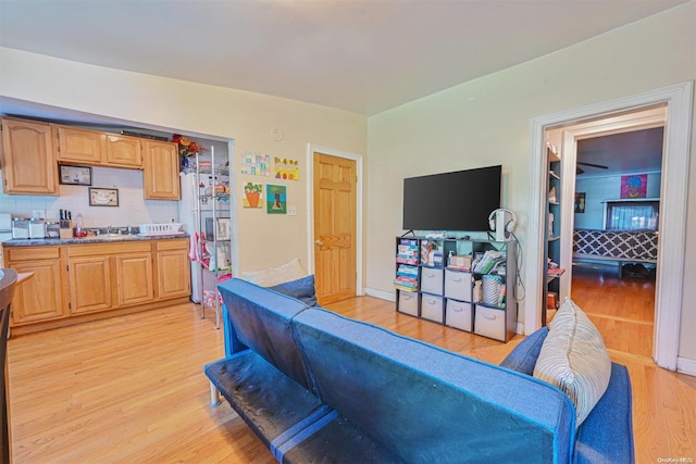 living room with light wood-type flooring