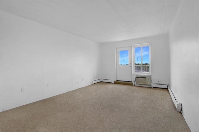 135 Post Ave Unit 6L, Westbury, NY 11590 - carpeted empty room with a wall mounted AC and a baseboard heating unit