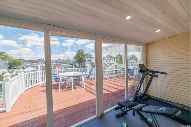3461 Ocean Ave, Oceanside, NY 11572 - workout area featuring recessed lighting and a residential view