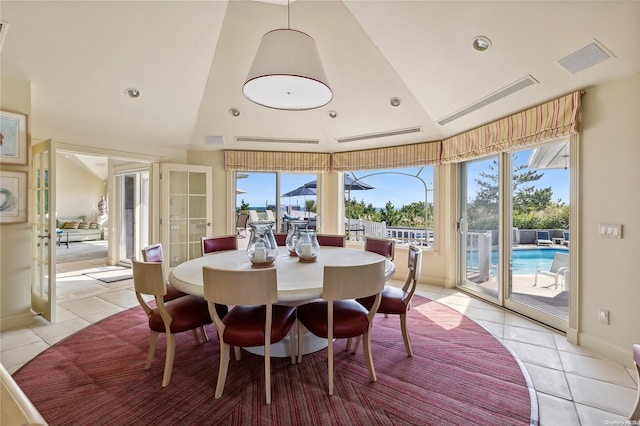 dining room with light tile patterned floors