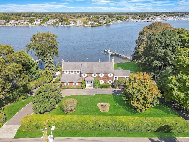 bird's eye view featuring a water view