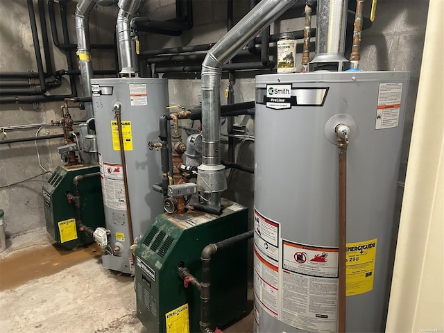 utility room featuring gas water heater