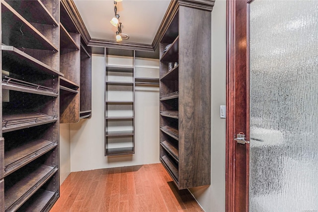 spacious closet with light hardwood / wood-style flooring