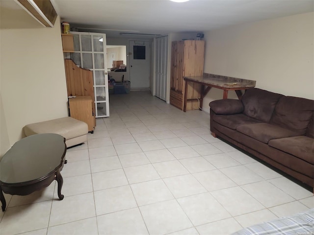 living room featuring light tile patterned floors