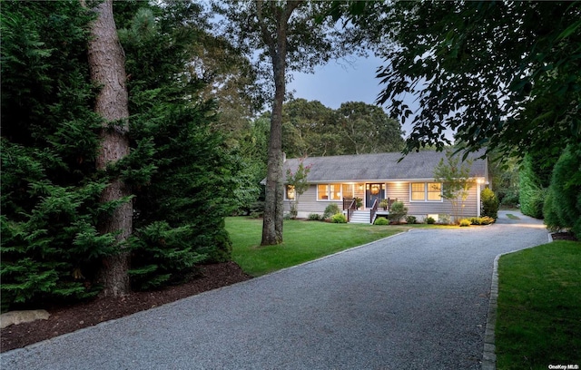 ranch-style house with a front lawn