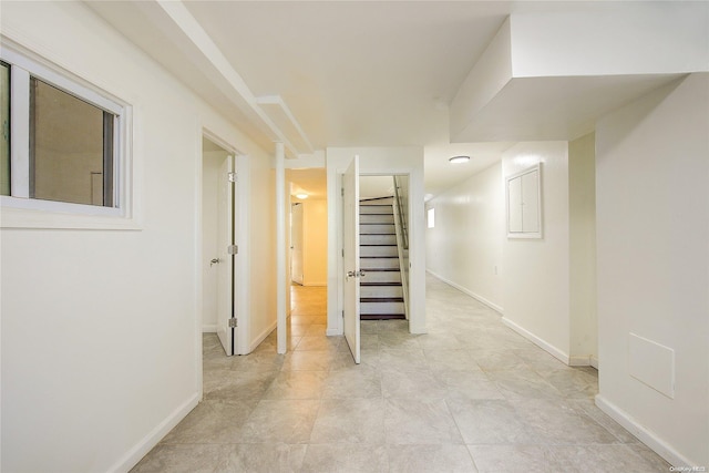 interior space featuring light tile patterned floors