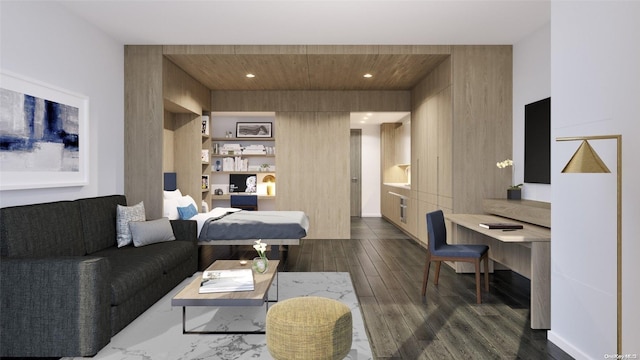 living room featuring dark hardwood / wood-style flooring