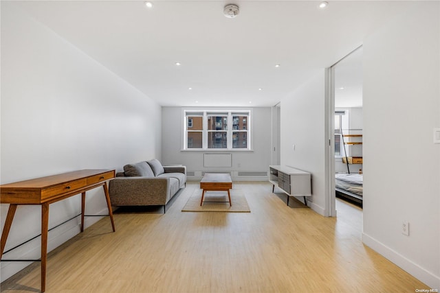 living room featuring light wood-type flooring