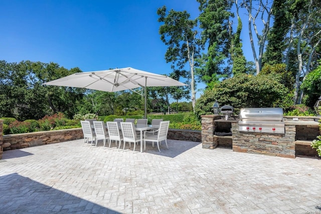 view of patio / terrace featuring area for grilling and an outdoor kitchen